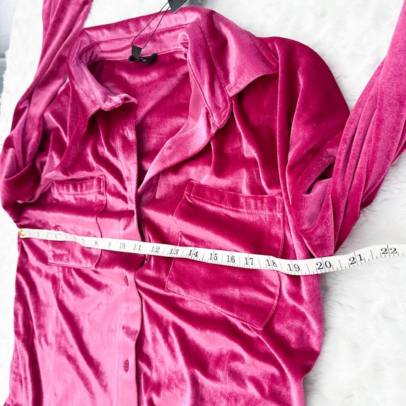 NWT- FATE Relaxed Velvet Button Down Long Sleeve Top - Picture 6 of 7